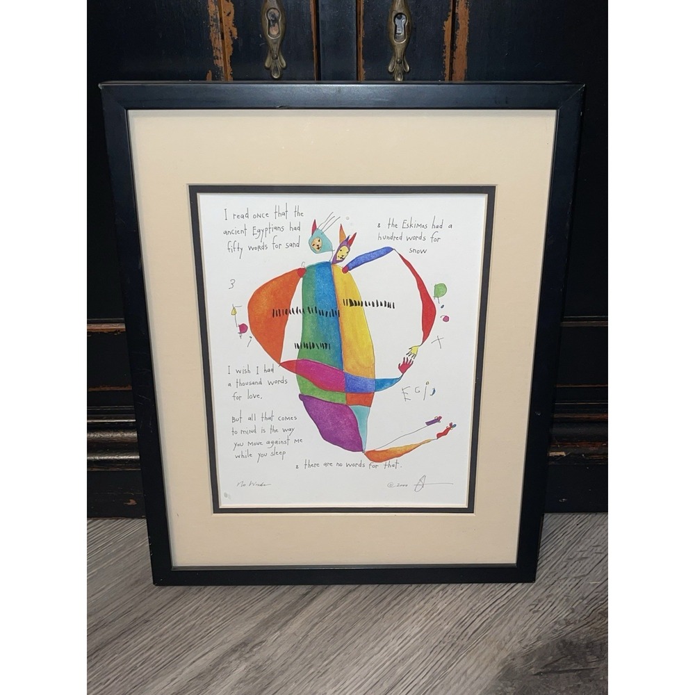 Story People Brian Andreas Print Signed Matted Framed 12" X 15" "No Words" 2000